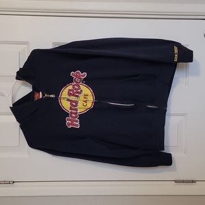 Hard Rock Cafe Navy Blue Zip-Up Hoodie Medium San Diego